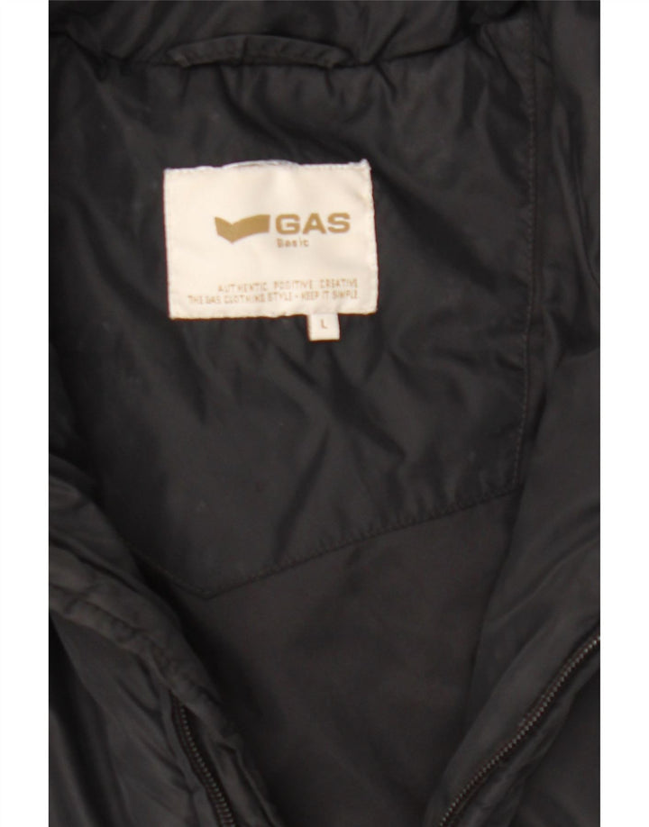GAS Womens Hooded Padded Jacket UK 14 Large Black Vintage Gas and Second-Hand Gas from Messina Hembry 