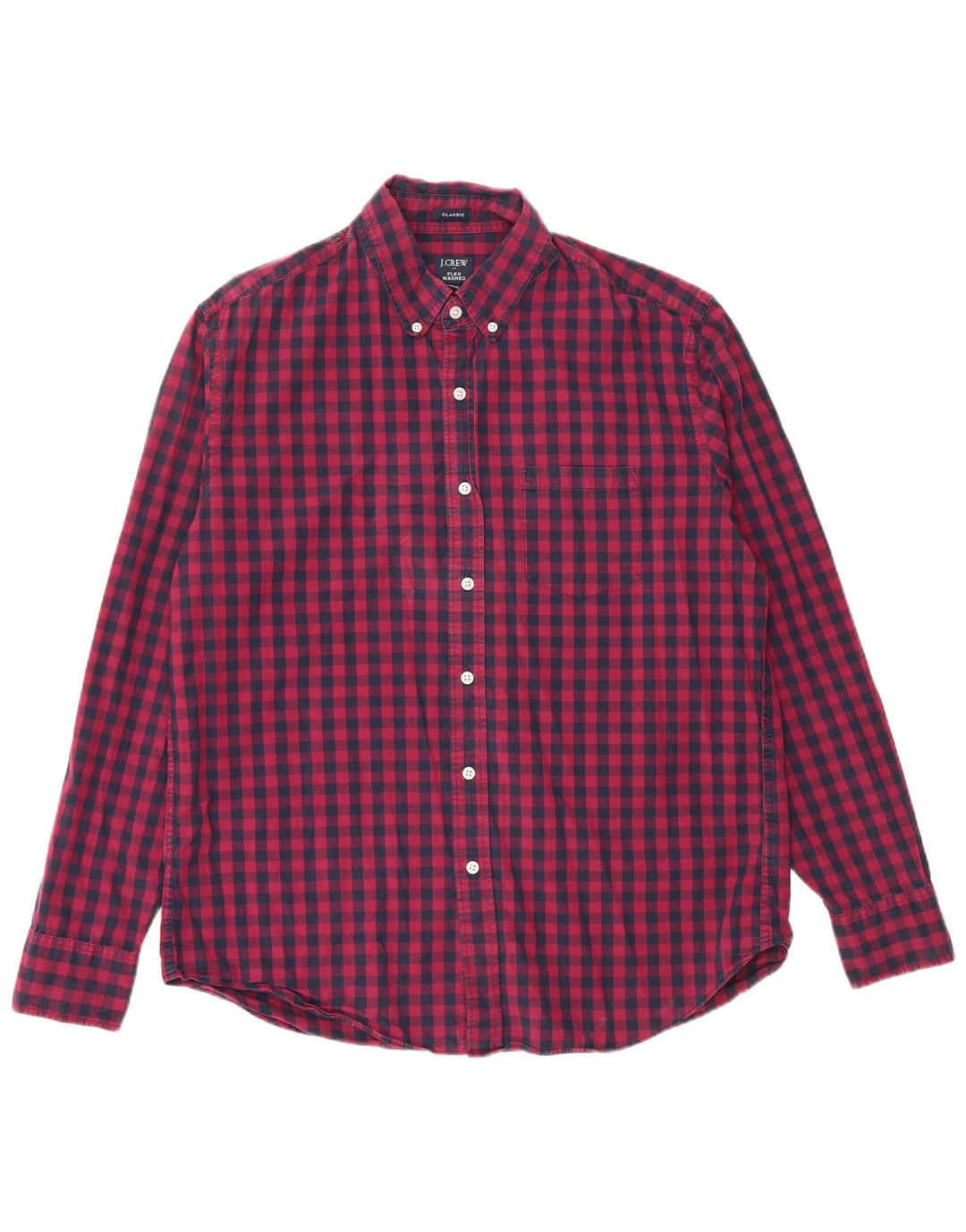 J. CREW Camicia da uomo dalla vestibilità classica, grande, in cotone a quadretti blu navy