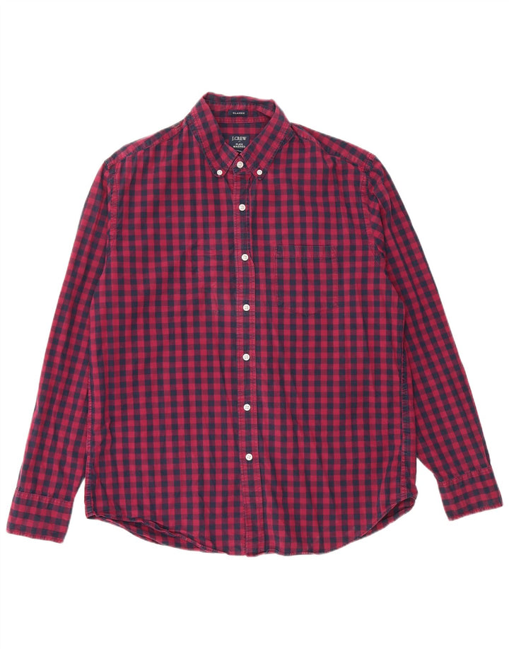 J. CREW Camicia da uomo dalla vestibilità classica, grande, in cotone a quadretti blu navy
