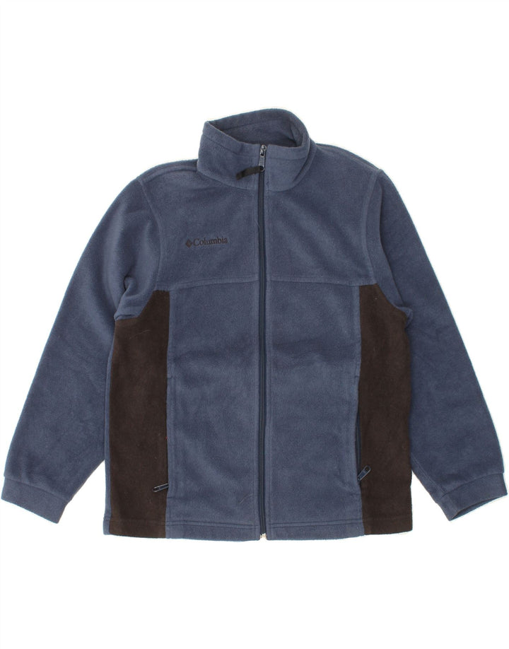 COLUMBIA Boys Fleece Jacket 10-11 Years  Navy Blue Colourblock Polyester Vintage Columbia and Second-Hand Columbia from Messina Hembry 