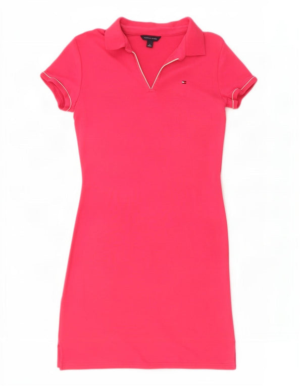 Abito polo da donna Tommy Hilfiger UK 12 cotone rosa medio