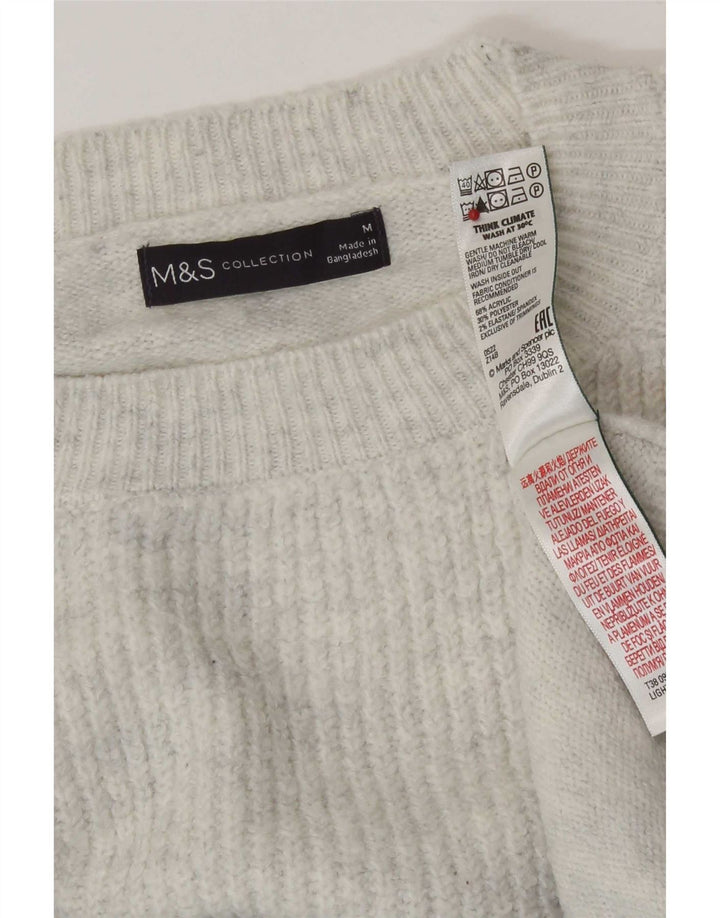 Maglione maglione girocollo da donna Marks & Spencer UK 14 Grigio medio a righe