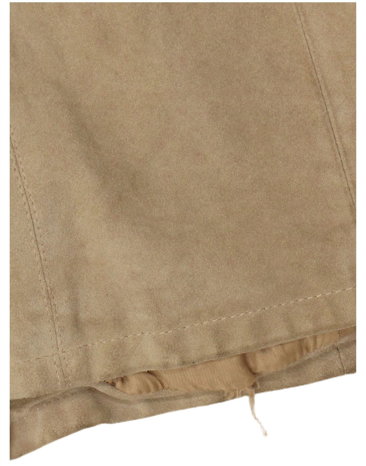 Giacca vintage in pelle scamosciata da donna IT 46 grande in pelle beige