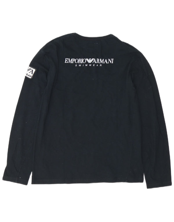 EMPORIO ARMANI Top grafico da uomo manica lunga piccolo cotone nero