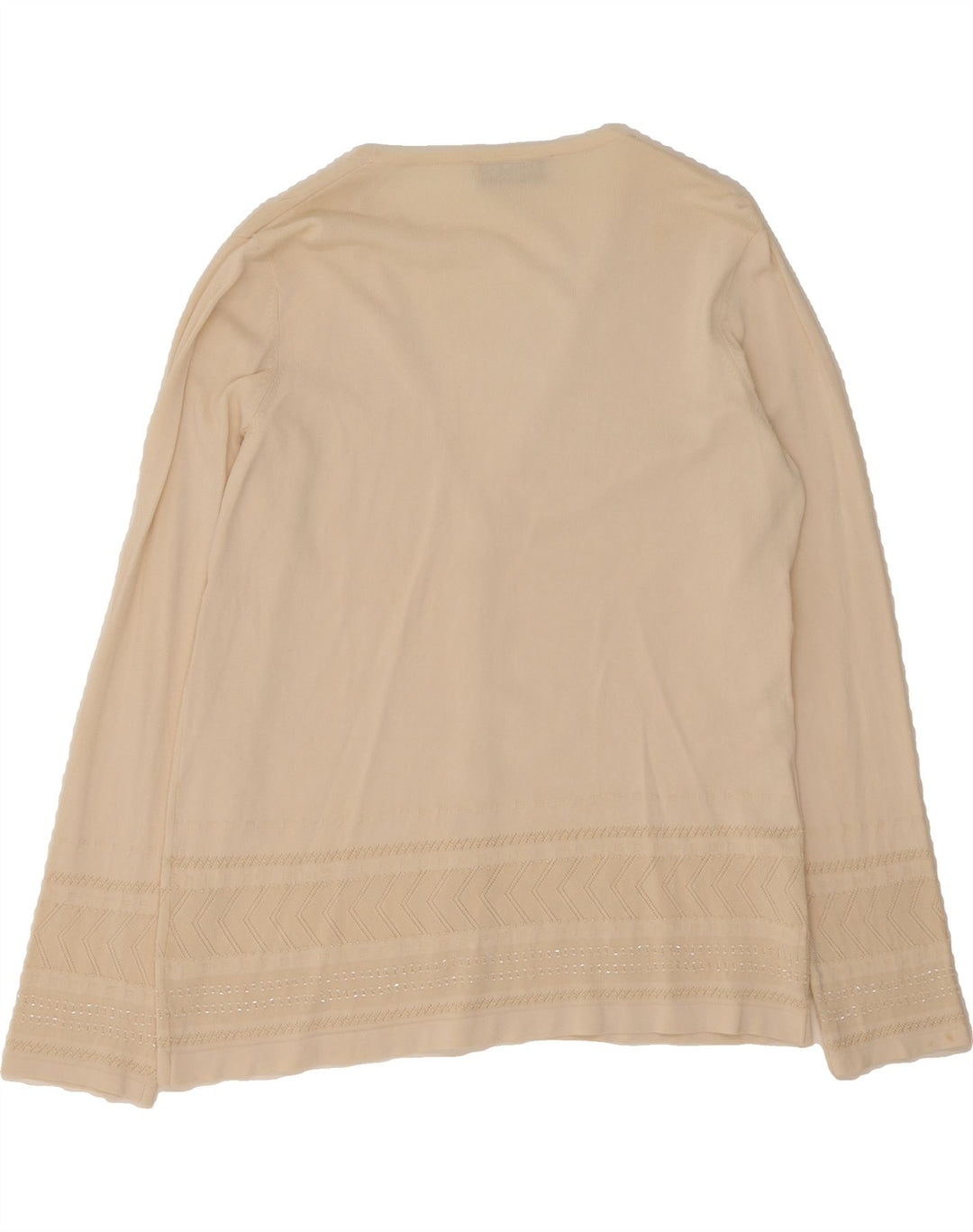 JAEGER Womens Cardigan Sweater UK 16 Large Beige Striped Vintage Jaeger and Second-Hand Jaeger from Messina Hembry 