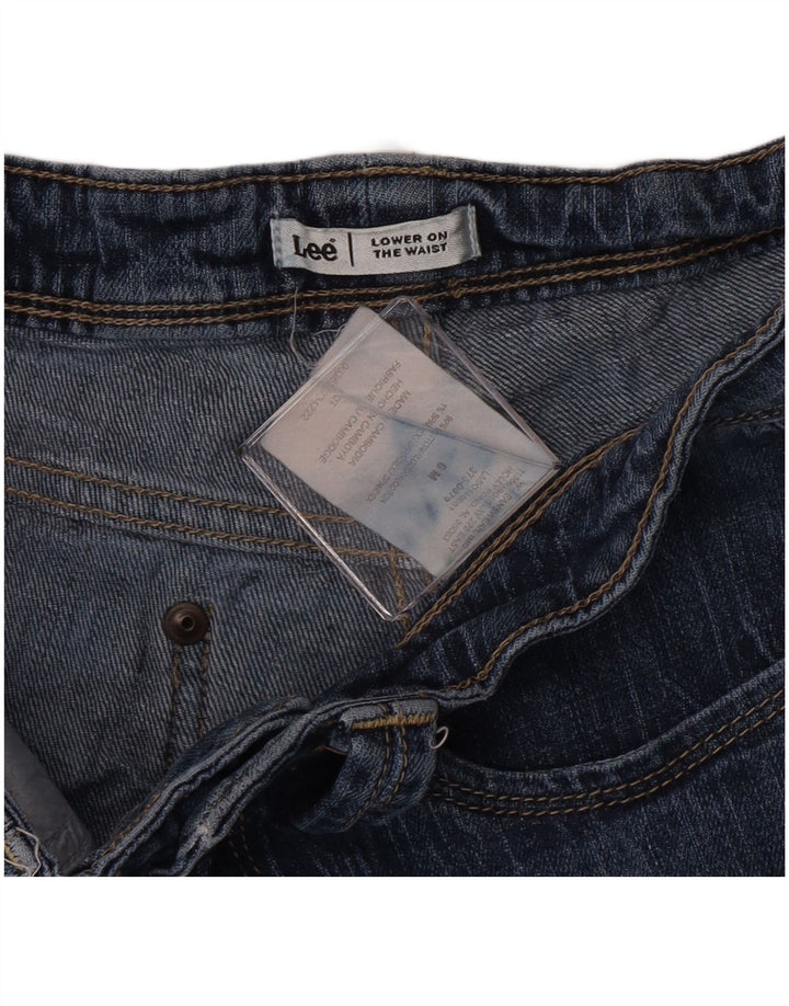 Pantaloncini di jeans a vita bassa da donna Lee US 6 medi W28 cotone blu