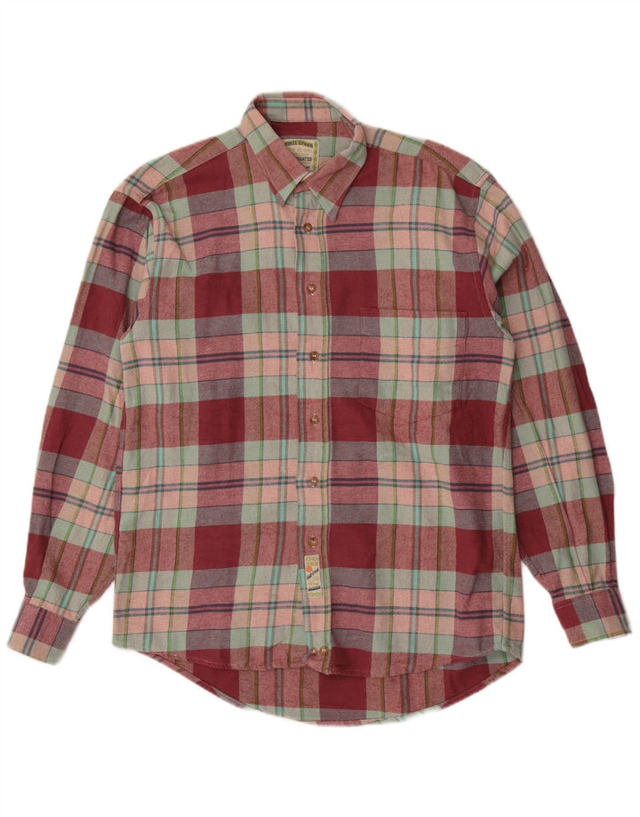 Camicia vintage da uomo in flanella taglia 40 15 3/4 medio a quadri rossi