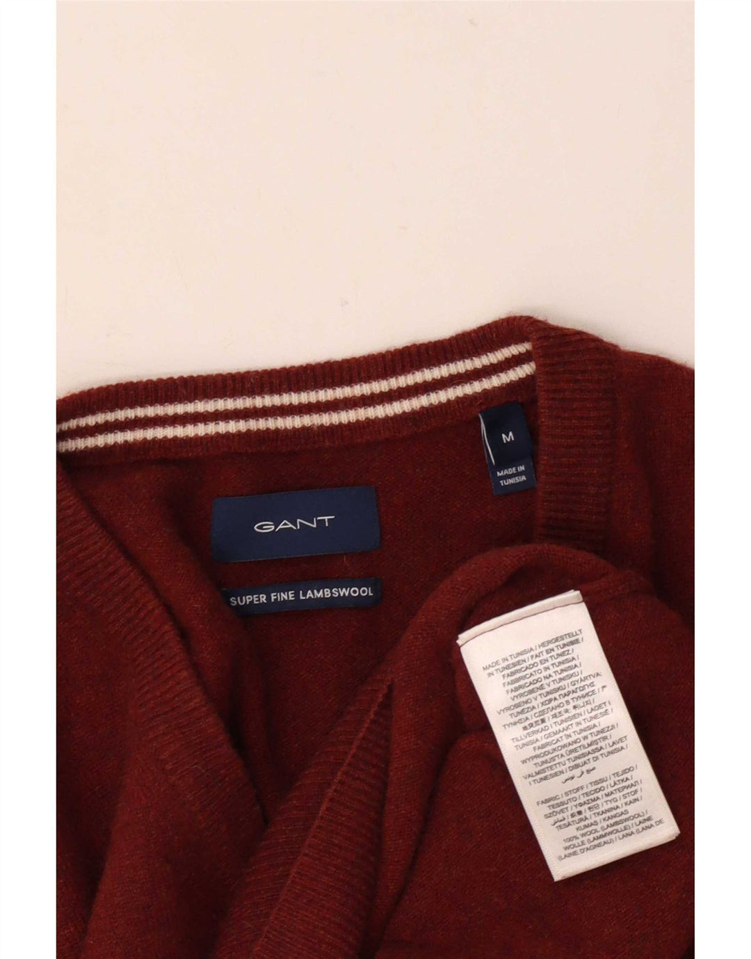 Gant Maglione da uomo con scollo a V in lana bordeaux media