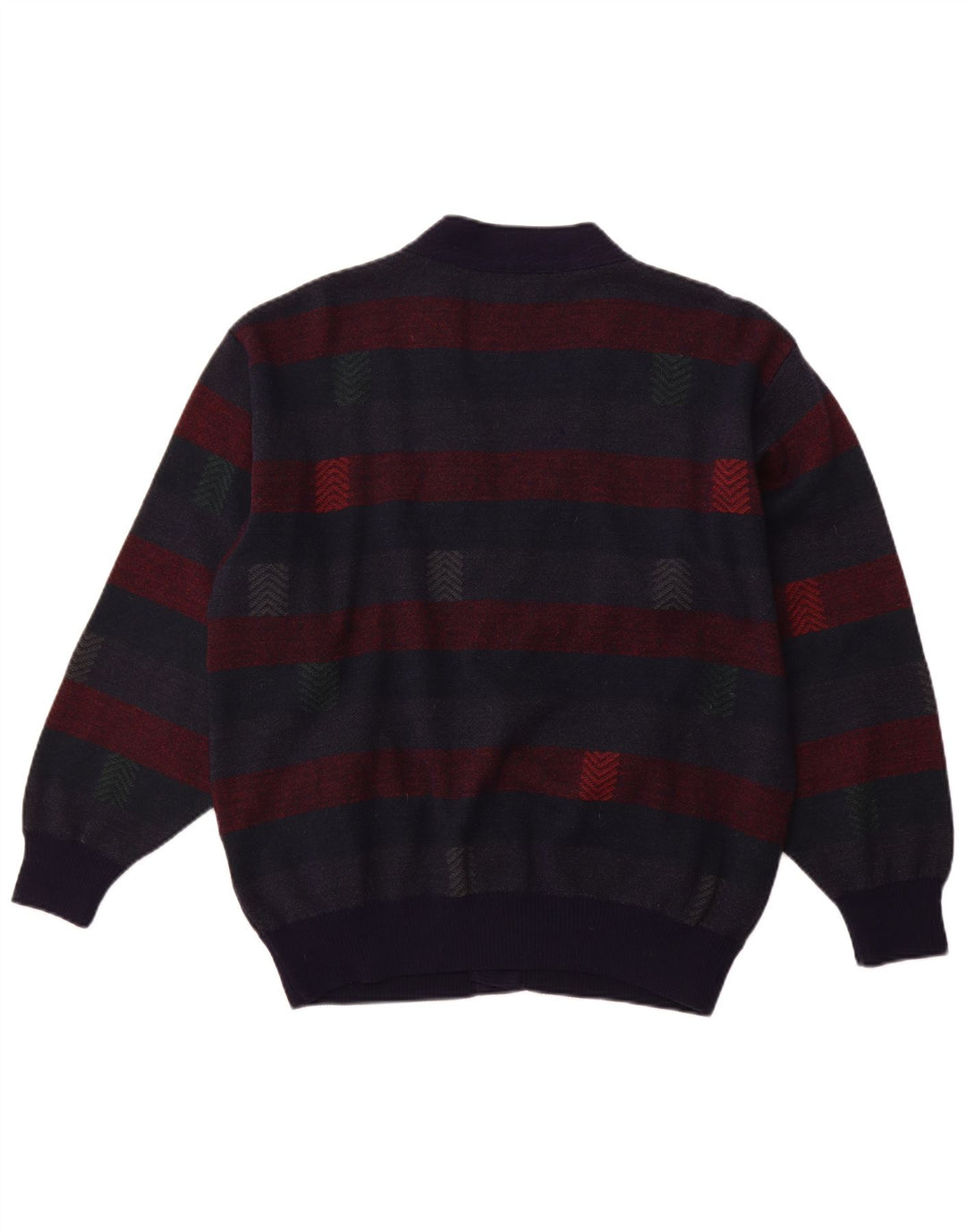 PIERRE SANGAN Maglione cardigan da uomo XL Lana a righe blu navy