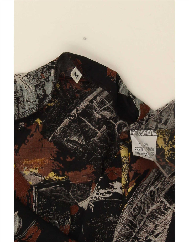 Camicetta camicia vintage da donna con motivo astratto UK 14 media multicolore