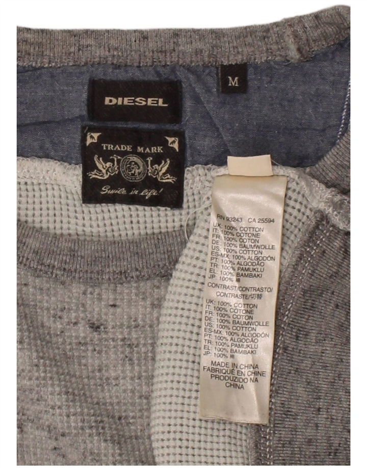 DIESEL Mens Sweatshirt Jumper Medium Grey Colourblock Cotton