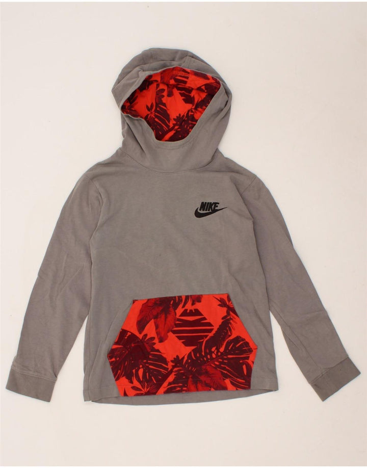 NIKE Womens Graphic Hoodie Jumper UK 12 Medium Grey Cotton Vintage Nike and Second-Hand Nike from Messina Hembry 