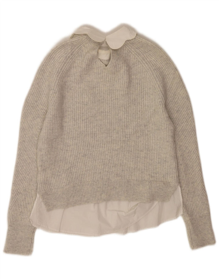 Maglione maglione girocollo oversize da donna Ted Baker US 0 2XS lana grigia