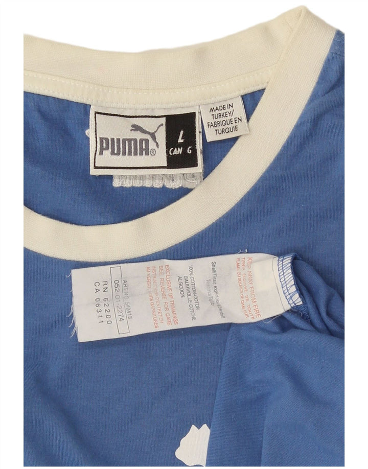 T-shirt grafica da uomo Puma grande in cotone blu