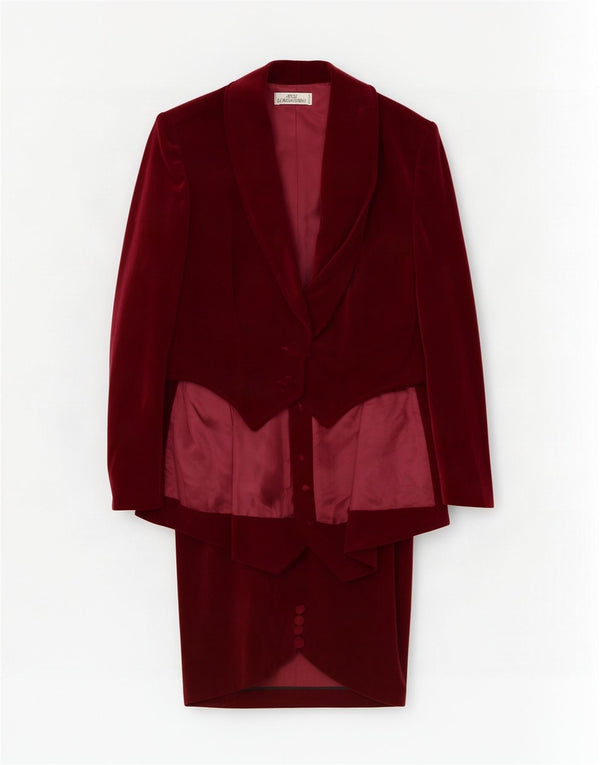 Set gonna in velluto da donna Atos Lombardini UK 10 piccolo W28 bordeaux