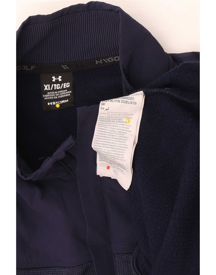 Felpa da uomo Under Armour con collo con zip, maglione XL, blu navy in poliestere