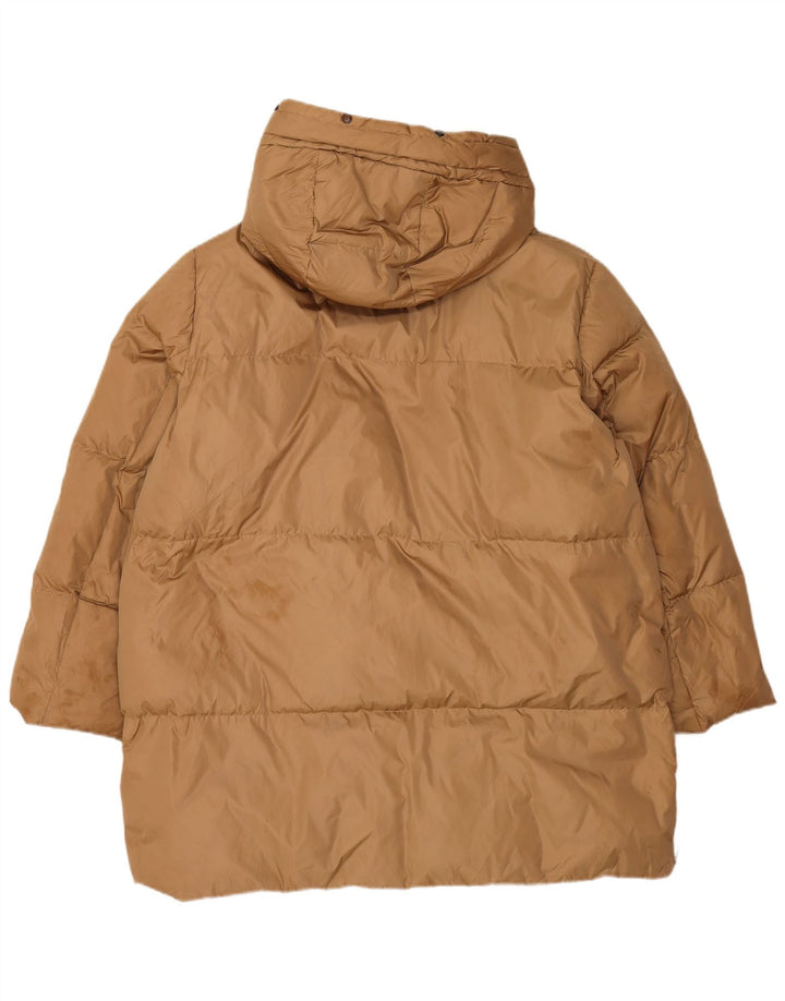 Cappotto imbottito con cappuccio da donna Zara UK 16 grande marrone in poliammide