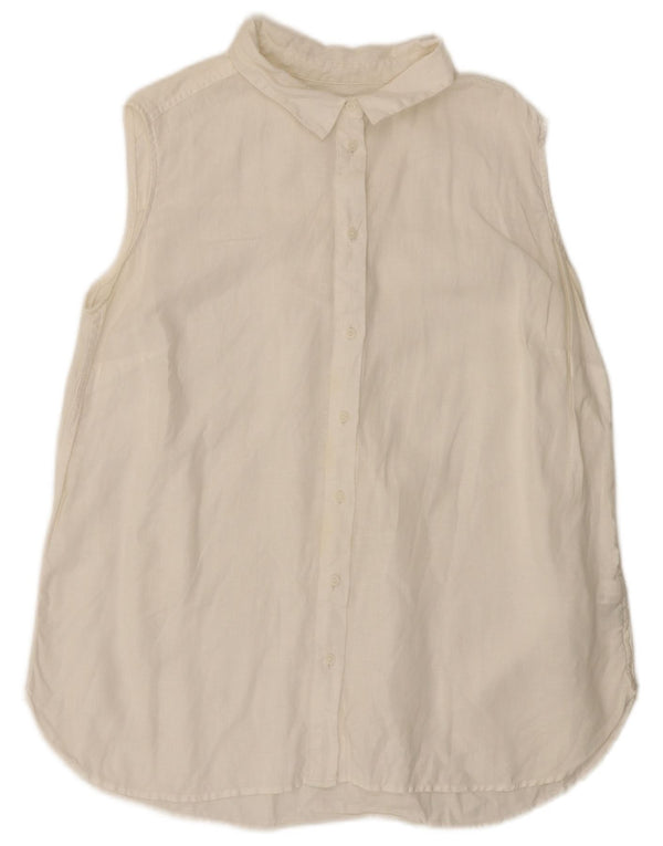 Camicetta senza maniche da donna Marks & Spencer UK 18 XL Lino bianco
