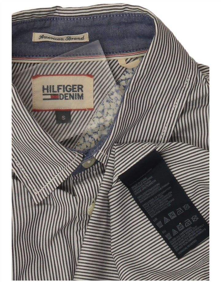 Camicia da uomo Tommy Hilfiger piccola in cotone gessato blu navy