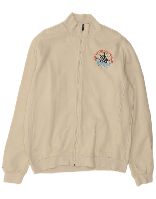 Kappa Mens Graphic Tracksuit Top Jacket Large Off White Cotton