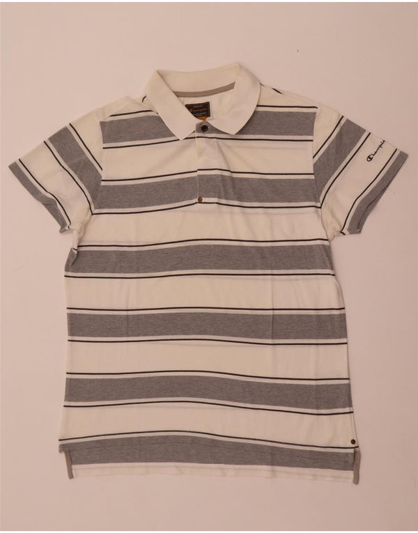Polo da uomo Champion XL in cotone a righe bianche