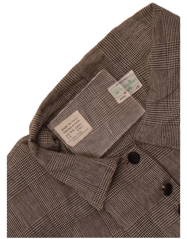 Camicia Benetton Donna IT 46 Large Grigio Check Cotone