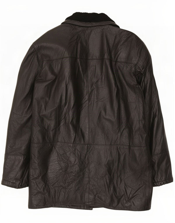 Giacca in pelle vintage da uomo IT 48 media nera
