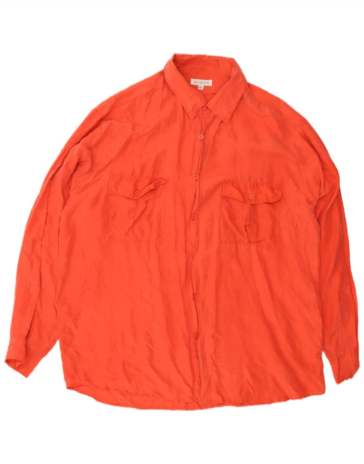 Camicia vintage da uomo XL in seta arancione