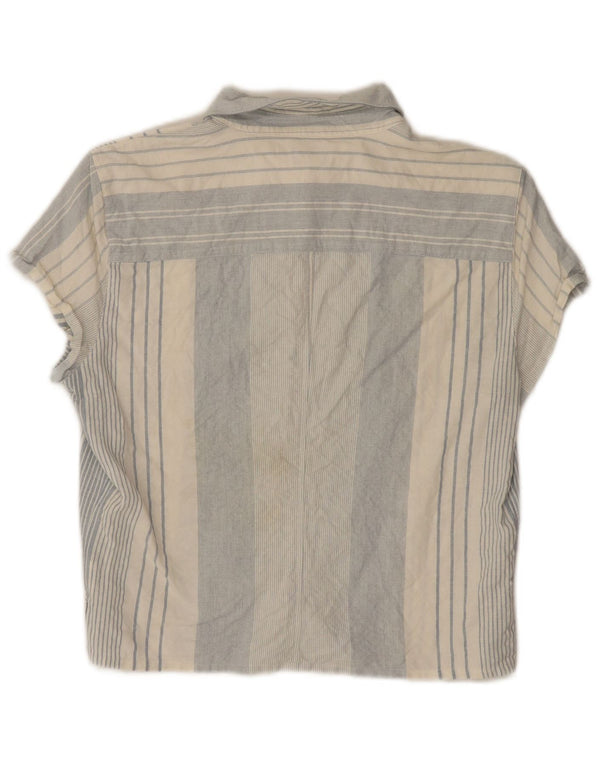 Armani Jeans Donna Camicia a maniche corte corta Camicetta UK 14 Grandi righe blu