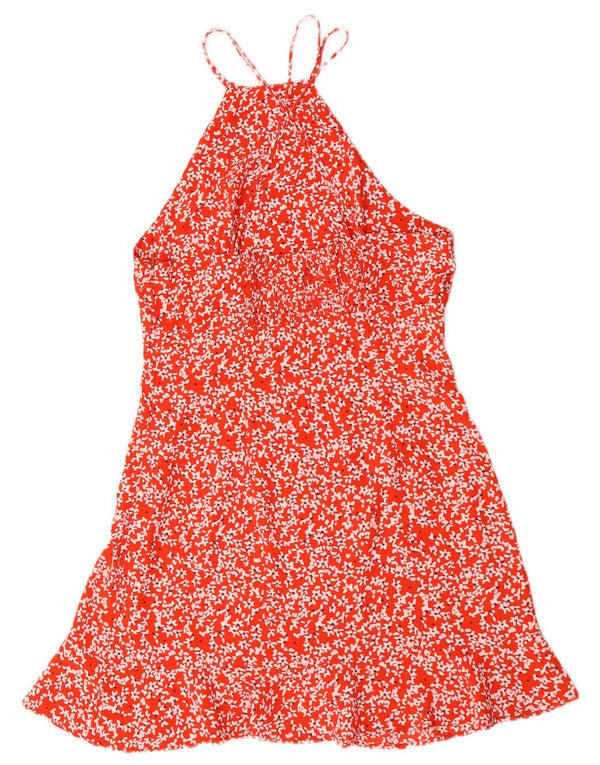 Abito Halter da donna Zara UK 12 rosso medio floreale