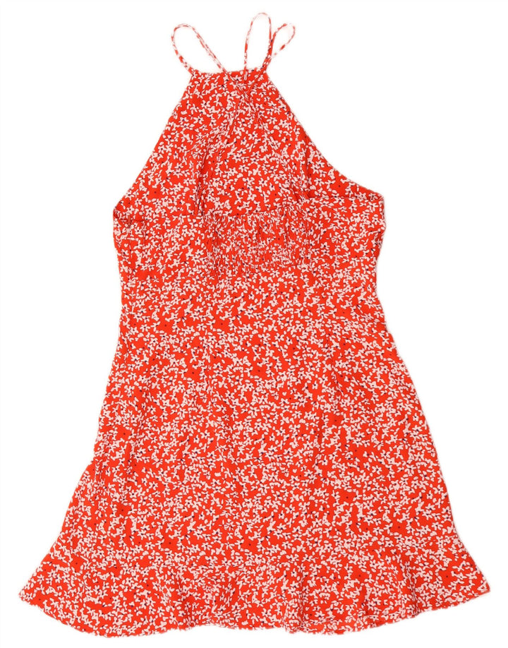 Abito Halter da donna Zara UK 12 rosso medio floreale