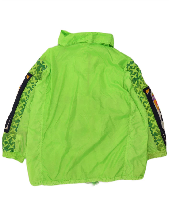 Giacca antipioggia anorak da uomo vintage UK 40 Grande poliestere geometrico verde