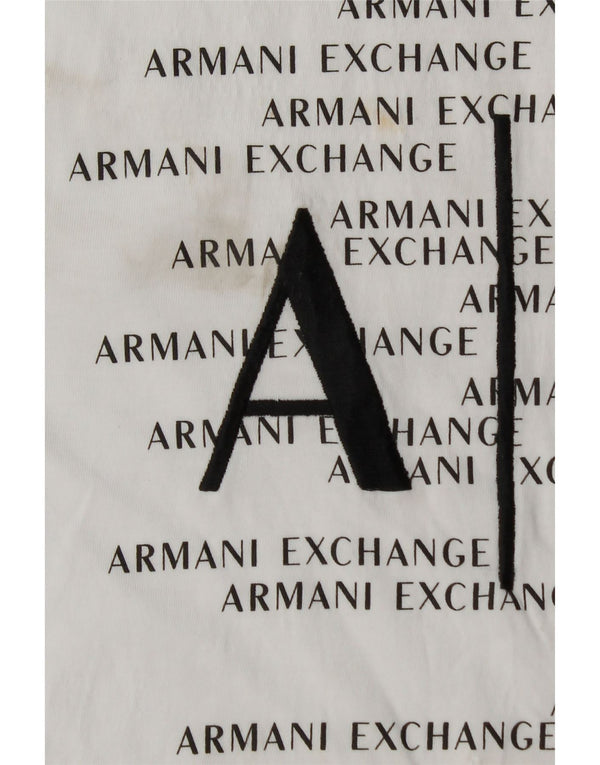 ARMANI EXCHANGE Mens Graphic T-Shirt Top Small White Cotton