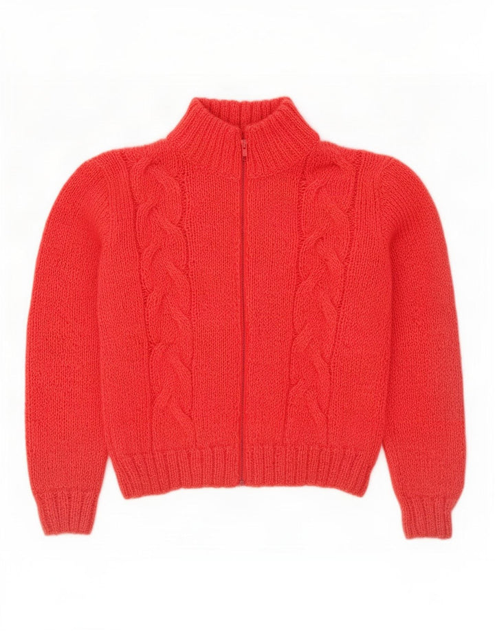 Maglione cardigan da donna vintage UK 14 rosa medio