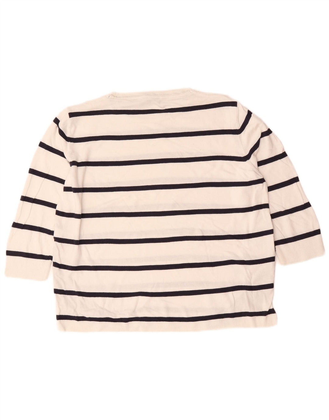 Maglione maglione girocollo da donna Marks & Spencer UK 14 a righe bianche medie