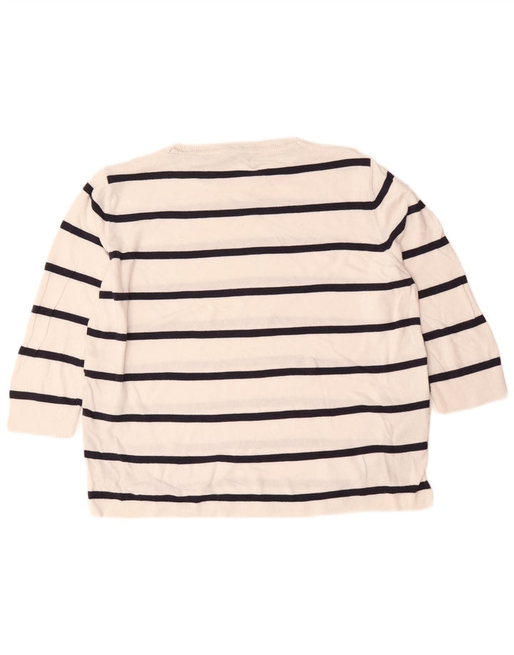 Maglione maglione girocollo da donna Marks & Spencer UK 14 a righe bianche medie