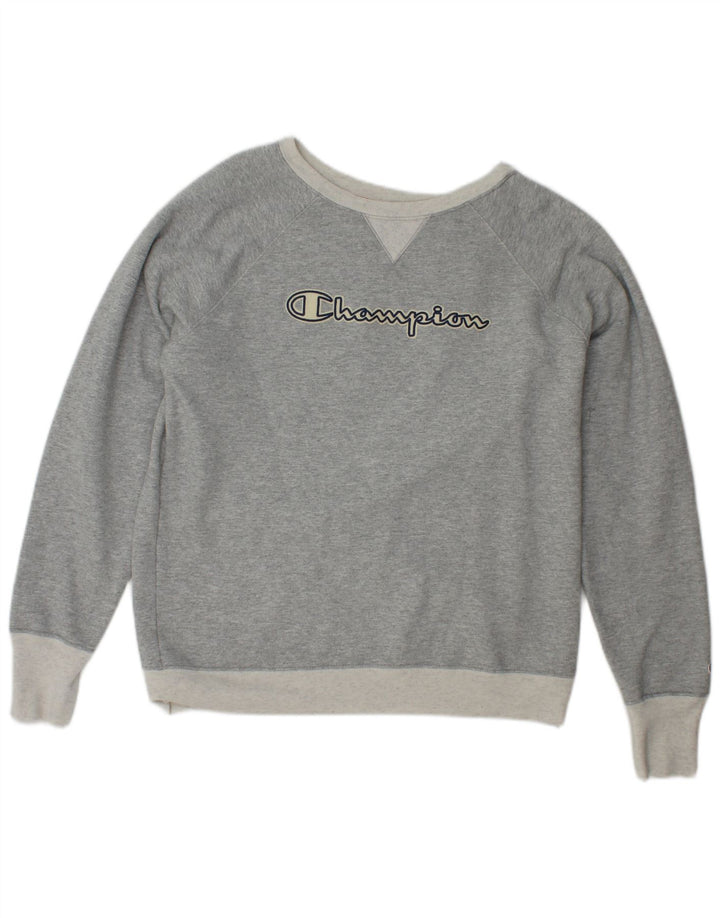 Felpa con grafica da donna CHAMPION Maglione UK 16 Large Grigio