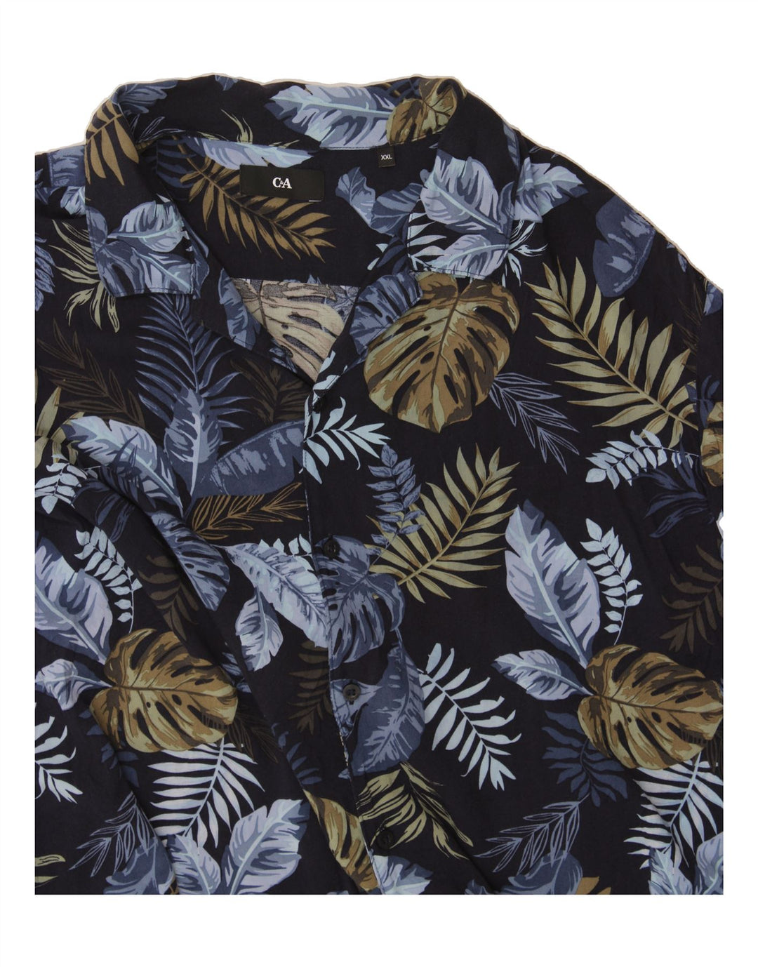 C&A Mens Abstract Pattern Short Sleeve Shirt 2XL Navy Blue Hawaiian Vintage C&A and Second-Hand C&A from Messina Hembry 