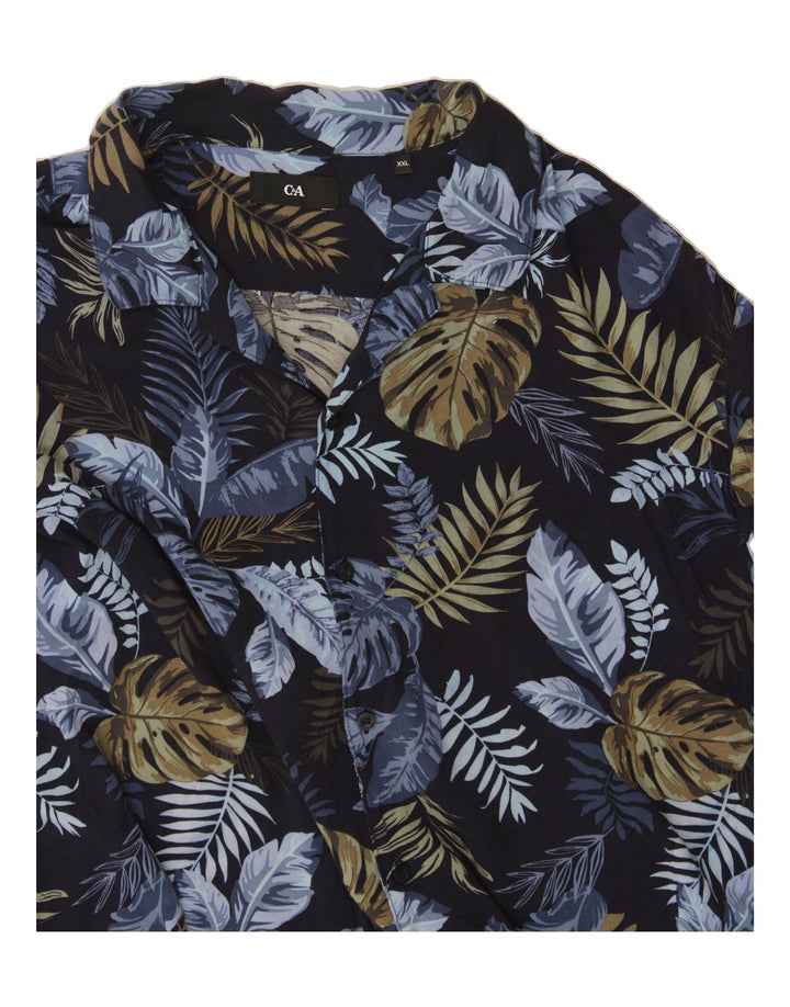 C&A Mens Abstract Pattern Short Sleeve Shirt 2XL Navy Blue Hawaiian Vintage C&A and Second-Hand C&A from Messina Hembry 