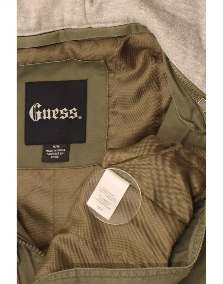Guess Giacca utility con cappuccio grafico da uomo UK 38 Medium Khaki Colourblock