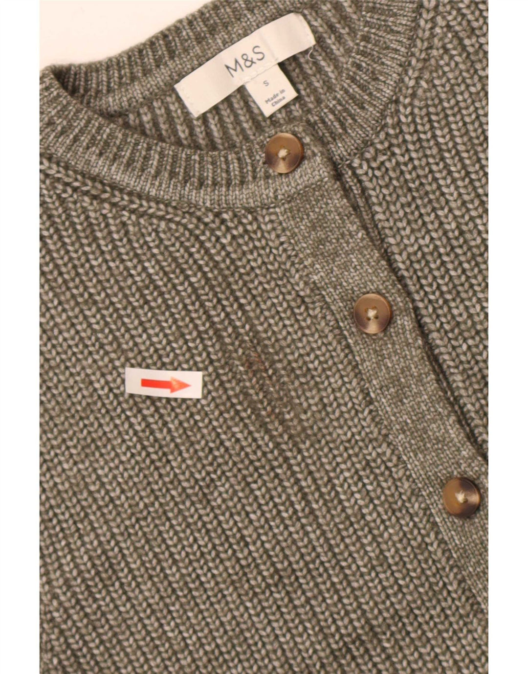 Maglione cardigan senza maniche da donna Marks & Spencer UK 10 piccolo grigio