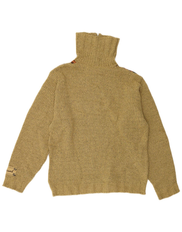 Maglione da uomo con zip e collo Foxhound in lana a righe kaki medie