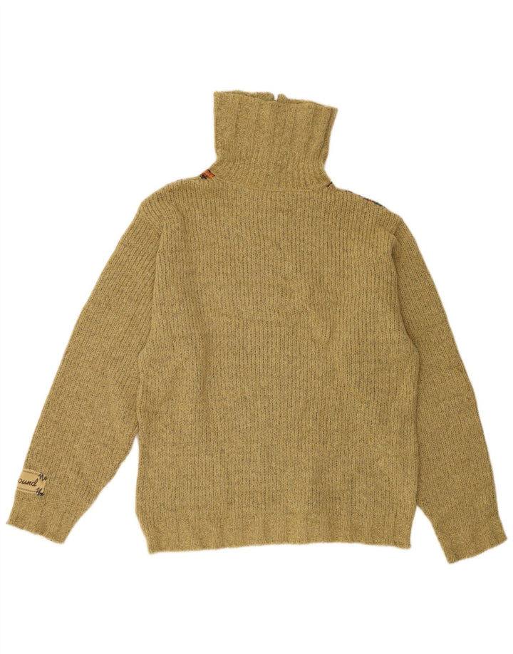 Maglione da uomo con zip e collo Foxhound in lana a righe kaki medie