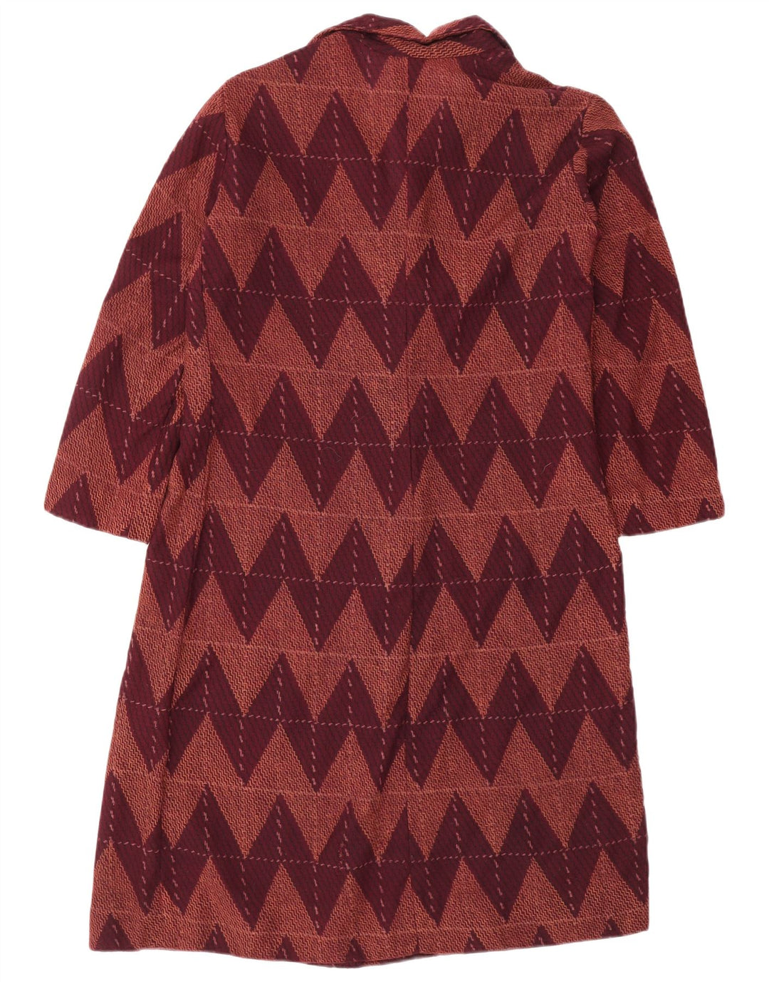 Abito basic vintage da donna con maniche a 3/4 UK 12 Chevron medio bordeaux