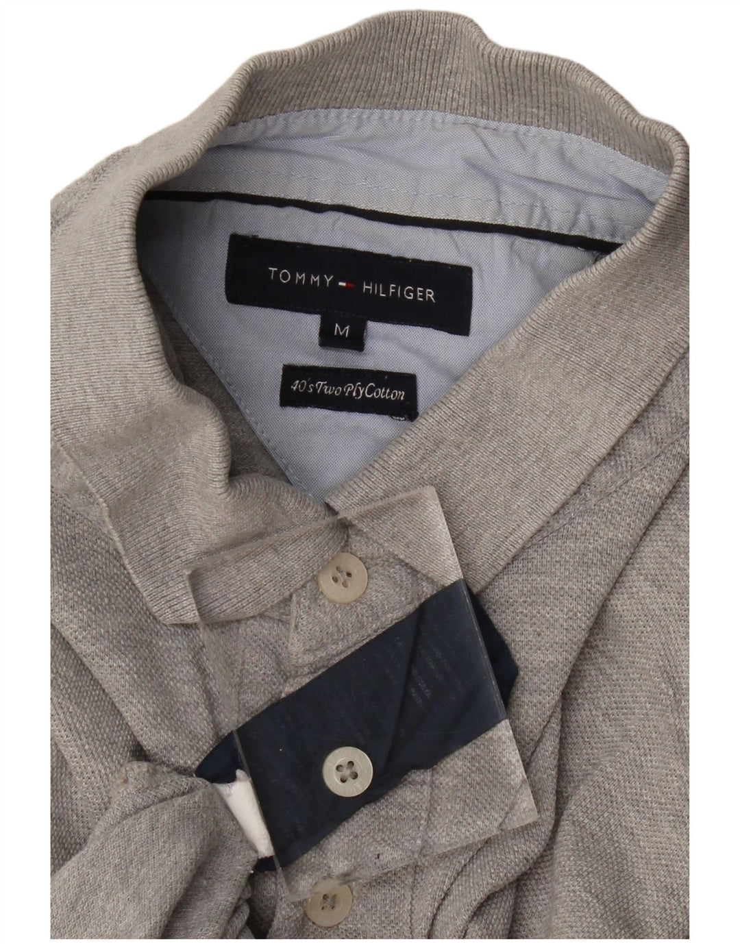 Polo da uomo Tommy Hilfiger in cotone chiazzato grigio medio