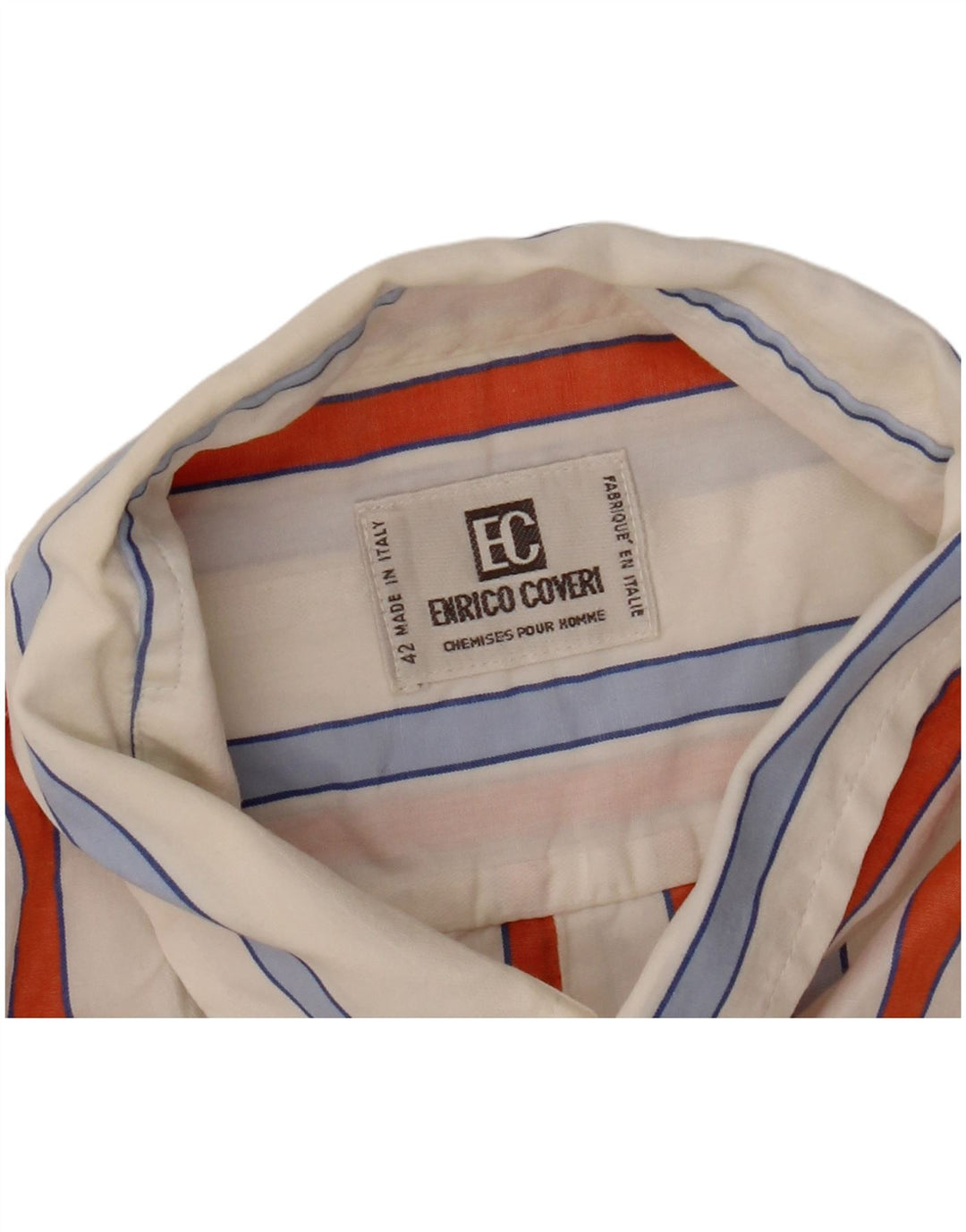 ENRICO COVERI Camicia a maniche corte da uomo taglia 42 a righe bianche grandi