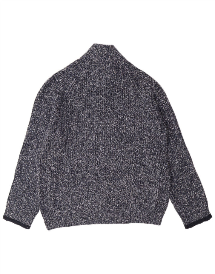 MARKS & SPENCER Maglione da uomo con zip e collo grande classico blu screziato