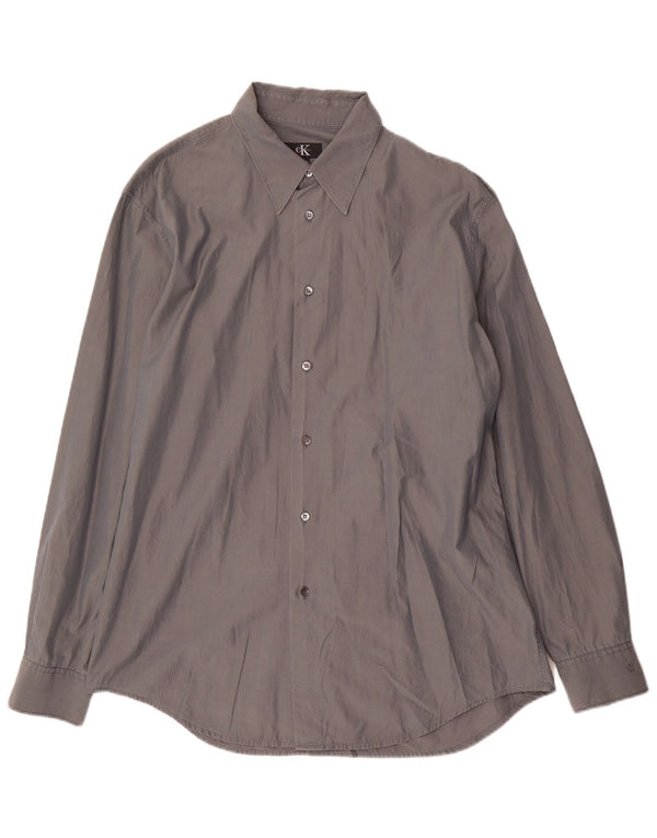 Camicia da uomo Calvin Klein taglia 43 grande cotone grigio