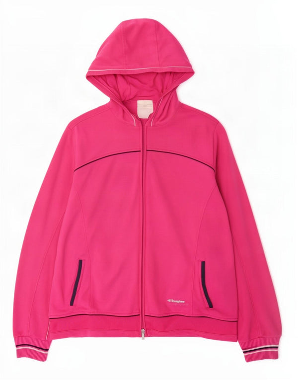 Felpa con cappuccio e zip Champion da donna Easy Fit UK 18 XL Cotone rosa