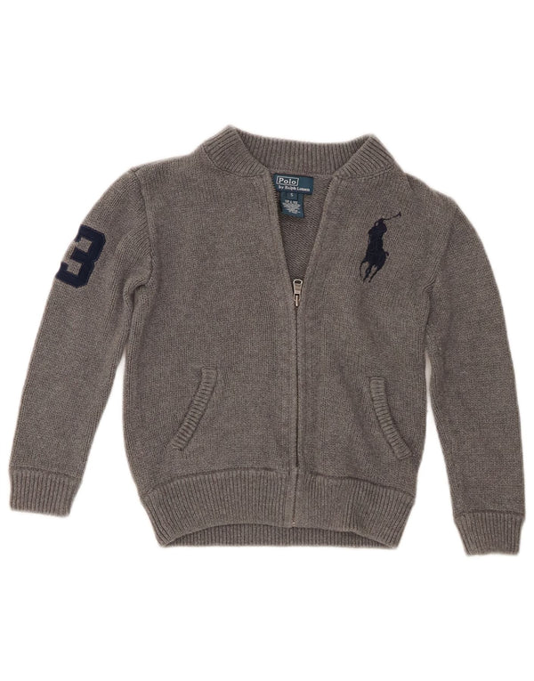Maglione cardigan grafico per ragazzi Ralph Lauren 4-5 anni piccolo in cotone grigio